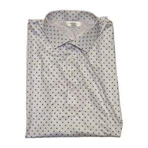 NWOT Collars and Co Mens L Relaxed Shirt Dress Collar Golf Polo White Pebble
